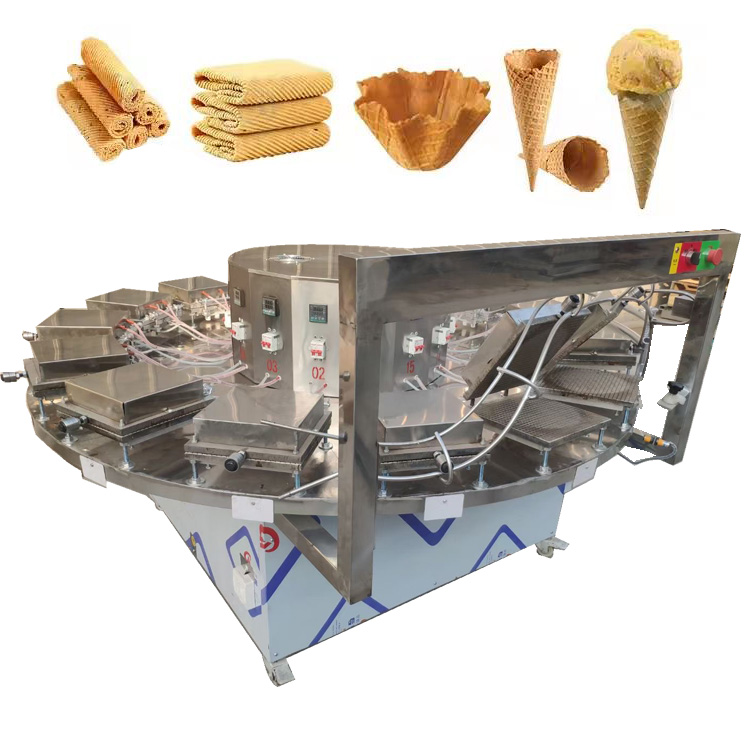 Waffle ice cream cone machine for waffle biscuit and waffle cone 