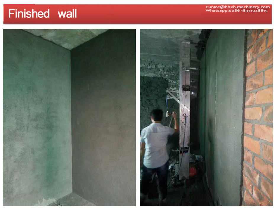 Finished wall by concrete plastering machine 